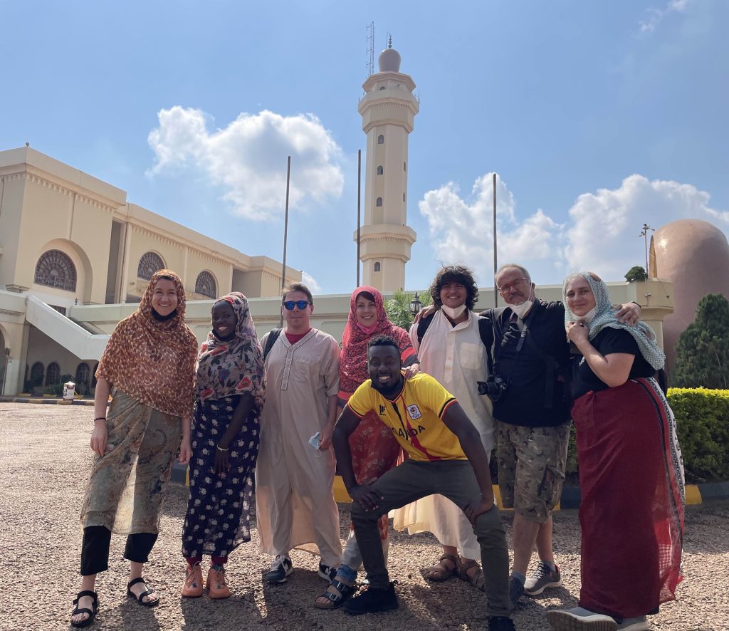 Photo of tourists in-front of Gaddafi National Mosque during a Kampala city tour